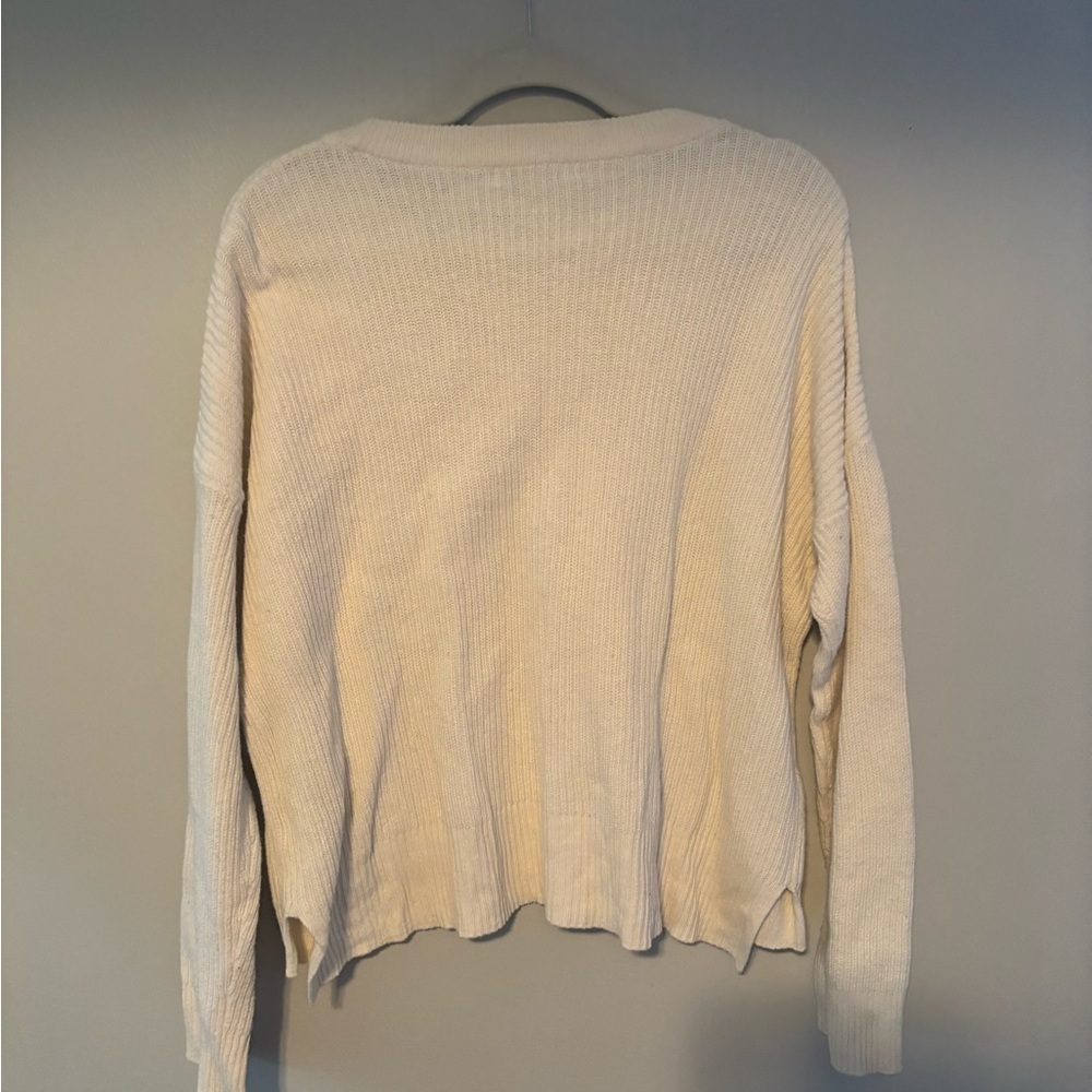 Madewell Patch Pocket Pullover Sweater Crew Neck Size Large Cream Knit - Picture 5 of 5